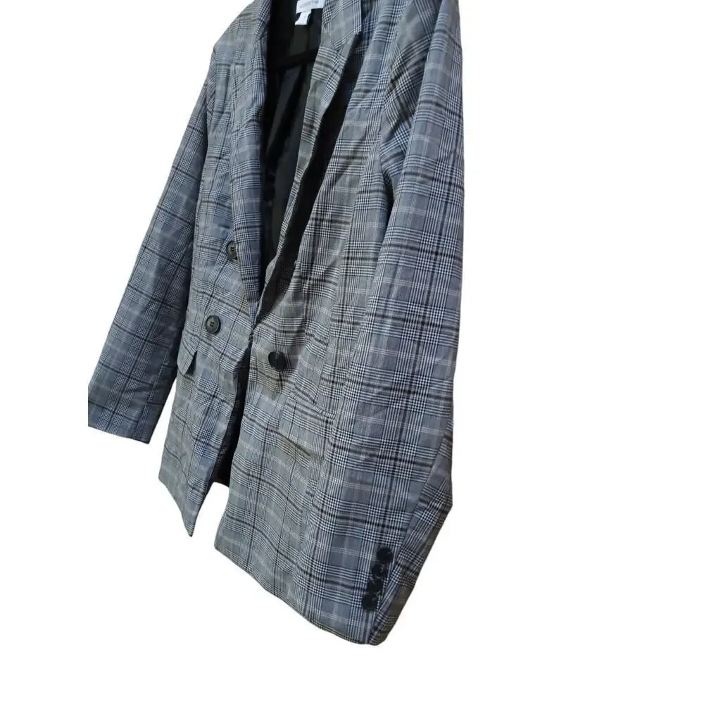 Liz Claiborne Y2K Blazer Grey Plaid Size 12